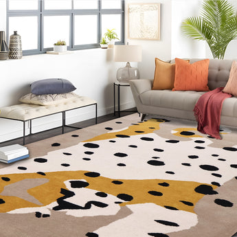 Tufted Wool Area Rug | Bright Color Soft Rug | Unique Modern Design Animal Print Carpet | Ideal for Living Room Bedroom and Home Decor
