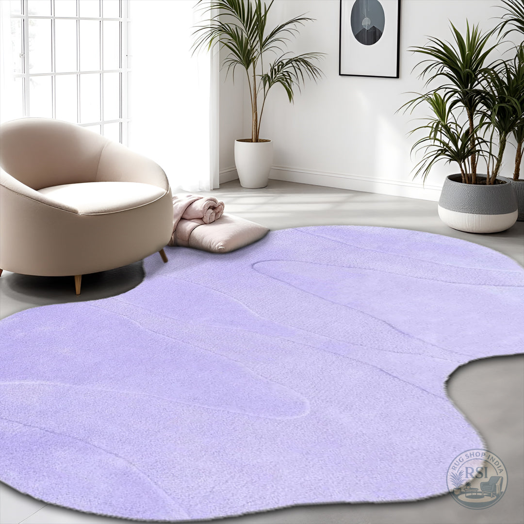 C Shape Rug Irregular Shape High & Low Pile, Hand-Tufted 100% Wool Soft Area Rug C ...