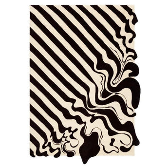Handmade Irregular Shape Wool Area Rug B&W Soft Rugs Unique Modern Design Botanical Carpet Ideal for Living Room Bedroom and Home Decor