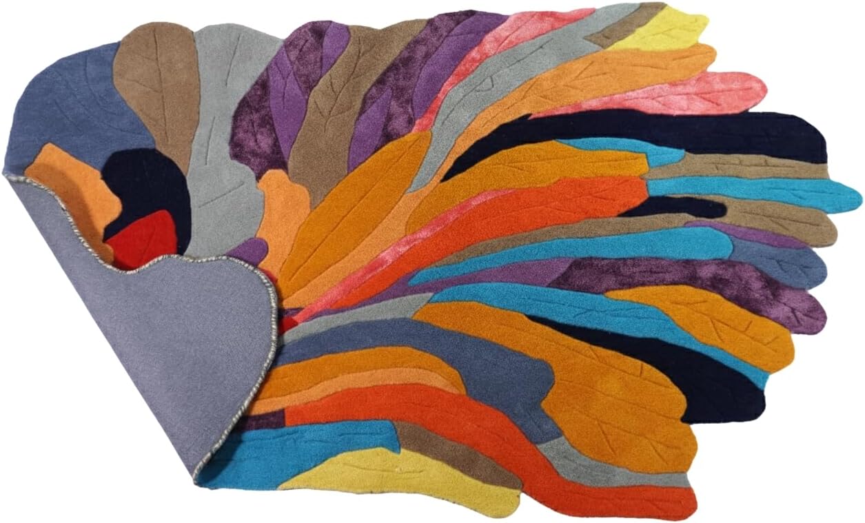 Handmade Irregular Shape Wool and Silk Area Rug – Unique Contemporary ...