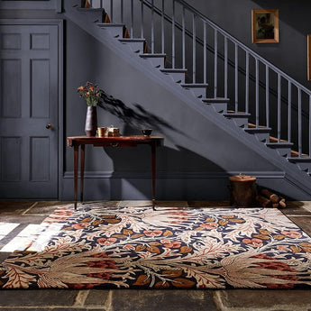 Avyay Rugs Handmade Floral Wool Area Rug – William Morris Inspired Space-Dyed Premium Wool Carpet for Living Room, Bedroom & Dining