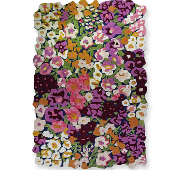 Handmade Colorful Flower Silk & Wool Area Rug – Vibrant Botanical Design, Soft Luxury Carpet | Avyay Rugs