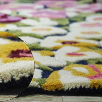 Handmade Colorful Flower Silk & Wool Area Rug – Vibrant Botanical Design, Soft Luxury Carpet | Avyay Rugs