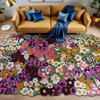 Handmade Colorful Flower Silk & Wool Area Rug – Vibrant Botanical Design, Soft Luxury Carpet | Avyay Rugs