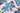 Blue hand-tufted floral rug, top view